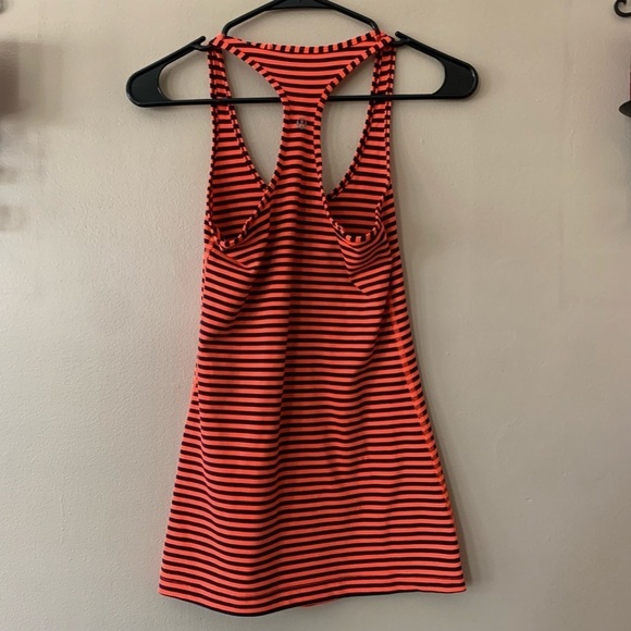 Lululemon Neon Orange and Black Striped Racerback Tank Size 4 - Picture 2 of 9